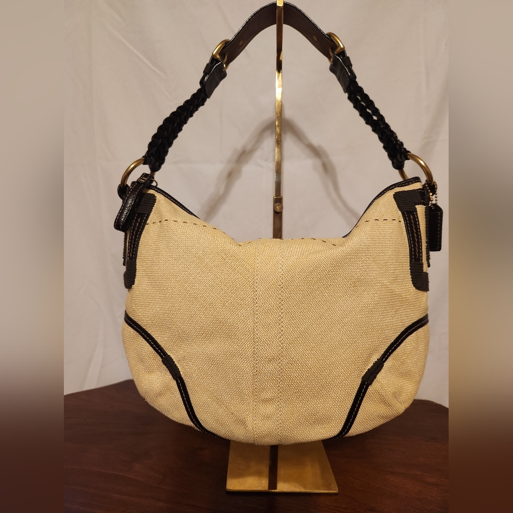 Coach Angora straw weave handbag